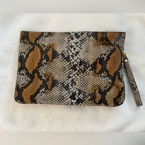 Arcadia Snake Print Leather Clutch